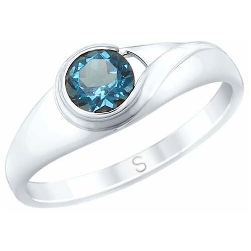 Кольцо SOKOLOV, серебро, 925 проба, родирование, Лондон топаз, размер 19, белый secrets кольцо трио из серебра с синим топазом