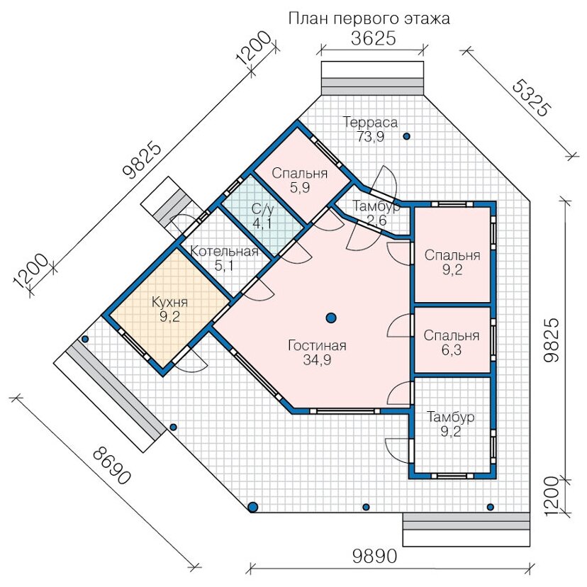 Проект каркасного дома Catalog-Plans-70-85 (86,48кв.м, 17,19x13,99м, каркас 195) - фотография № 2