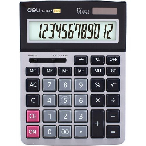 Калькулятор настольный Deli E1672, серебристый