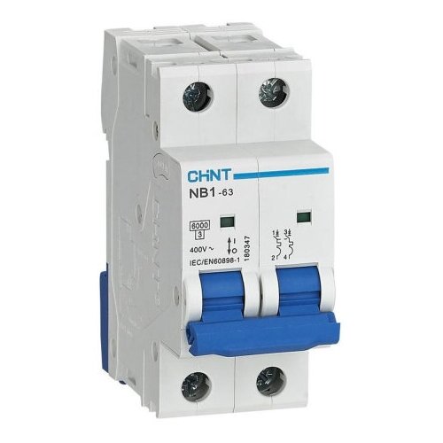 CHINT Авт. выкл. NB1-63 2P 63A 6кА х-ка B (R) 2p 63a voltage protective device 3 phase 4 wire automatic recovery over