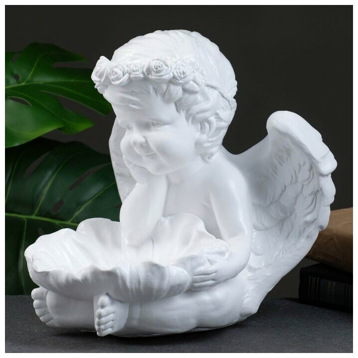 Хорошие сувениры Фигура - подсвечник "Ангел с кувшинкой" 23х23х27см белый - фотография № 6