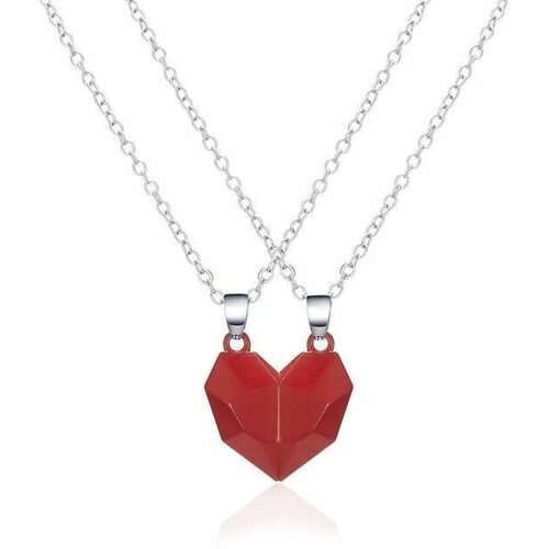 Подвеска, красный парные подвески для влюблённых на магнитах в форме сердца 1 пара корейская мода с цепочками серебритый