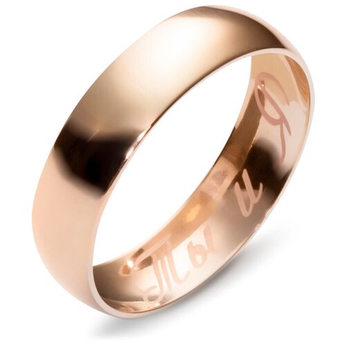 фото Эстет гладкое обручальное обручальное кольцо из красного золота 01о010165, размер 19