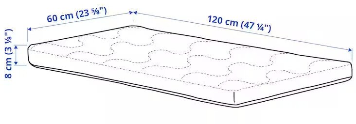 Матрас икеа детский Краммелюр, беспружинный, 120х060