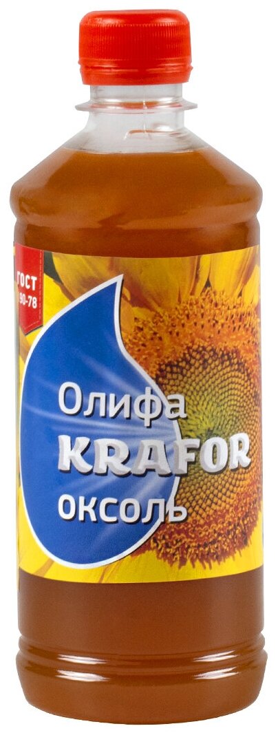 Олифа Оксоль Krafor, для деревянных и металлических поверхностей, 0,5 л, бесцветная