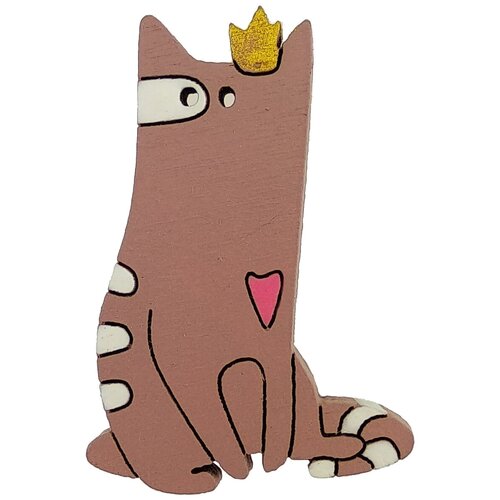 Брошь деревянная Хлэб Кот Царь