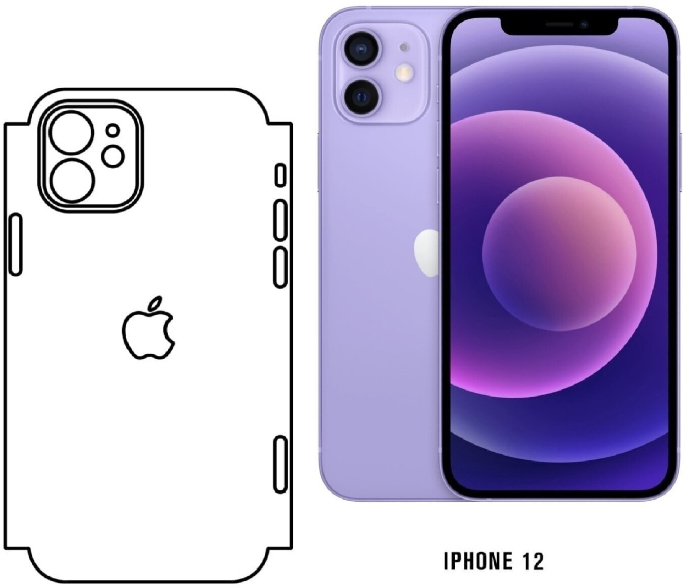 Матовая гидрогелевая защитная пленка MIETUBL (1шт.) для Apple iPhone 12 (на заднюю часть и боковые грани, вырез под лого)