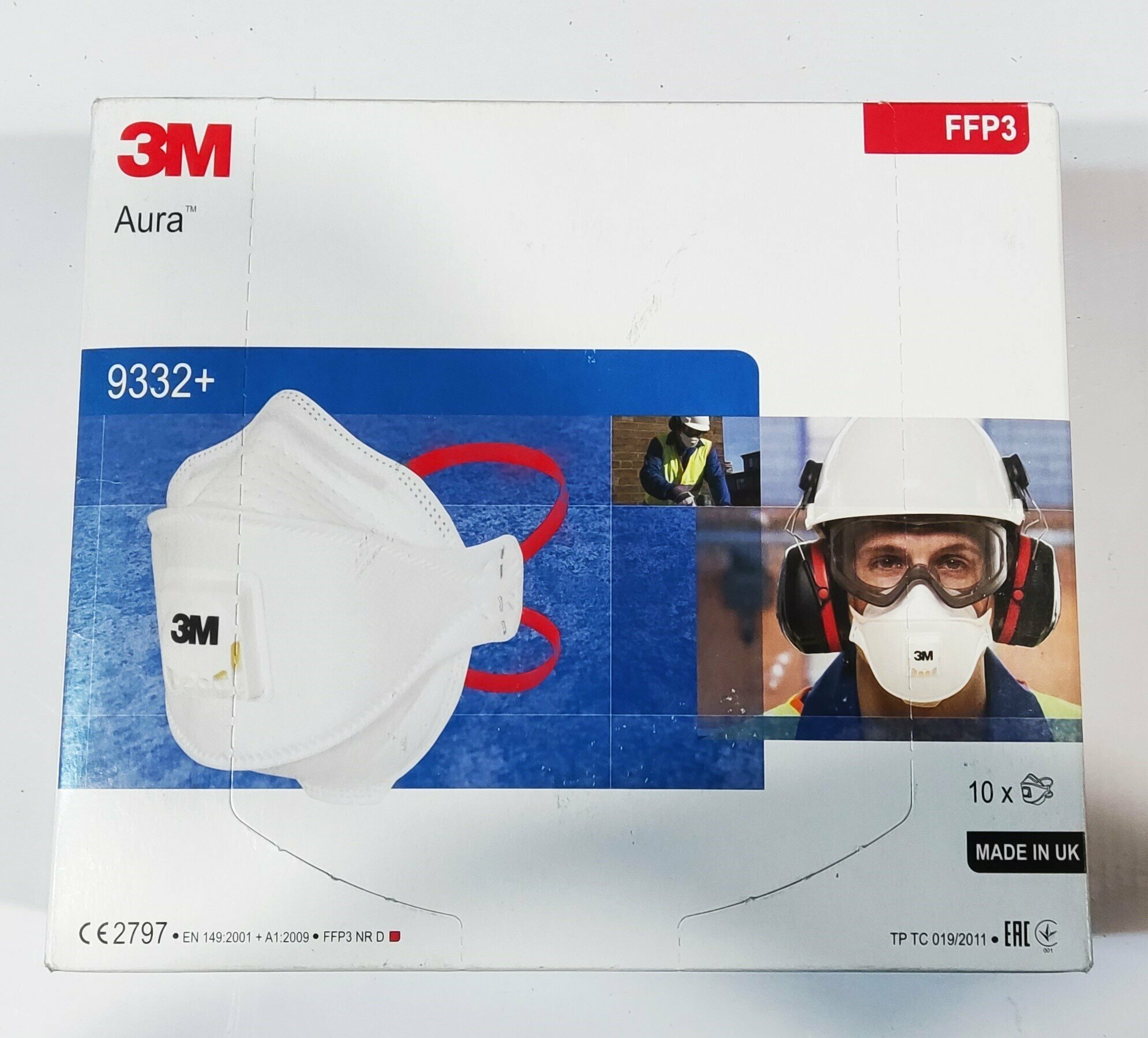 Респиратор для защиты органов дыхания 3М 9332+ Aura с клапаном выдоха класс защиты FFP3