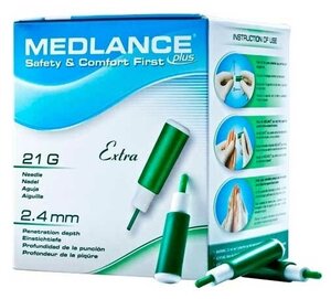 Одноразовые автоматические ланцеты Medlance Plus Extra (2,4 мм) Медланс, №200