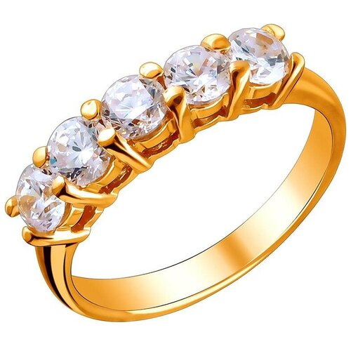 фото Эстет кольцо с 5 фианитами из серебра с позолотой 01к155186а, размер 16