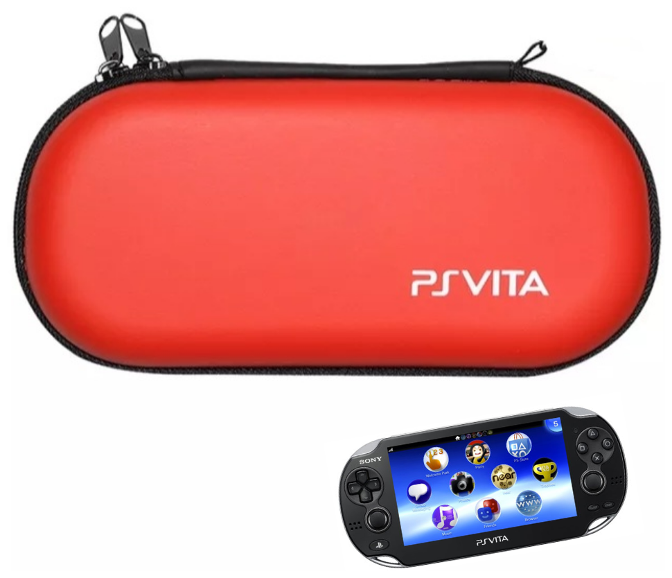 Чехол сумка для Sony PS Vita с логотипом на молнии (для Fat модели) красный