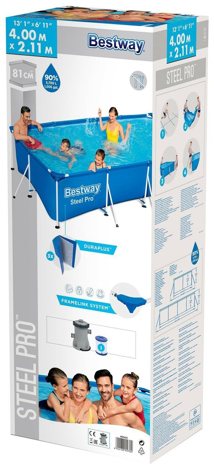 Бассейн каркасный прямоугольный Bestway 400x211x81 см 5700 л - фото №15