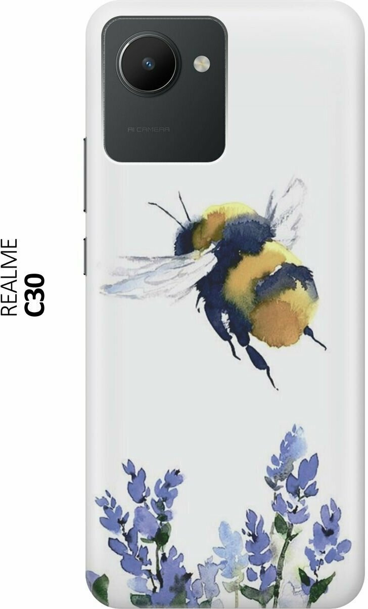 Силиконовый чехол Акварельная пчелка на realme C30 / Рилми С30