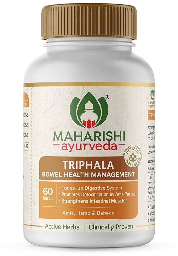 Трифала Махариши Аюрведа (Triphala Maharishi Ayurvedа) Для очищения организма, для иммунитета, 3х60 таб