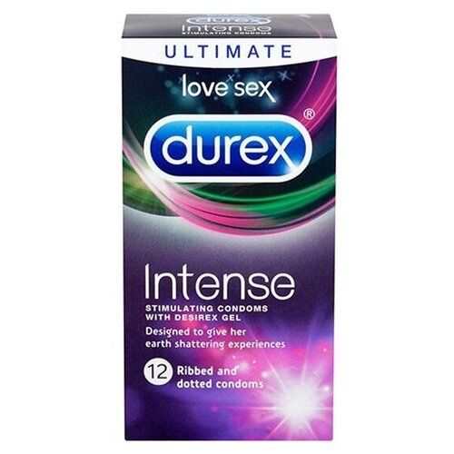 Рельефные презервативы со стимулирующей смазкой Durex Intense Orgasmic - 12 шт.