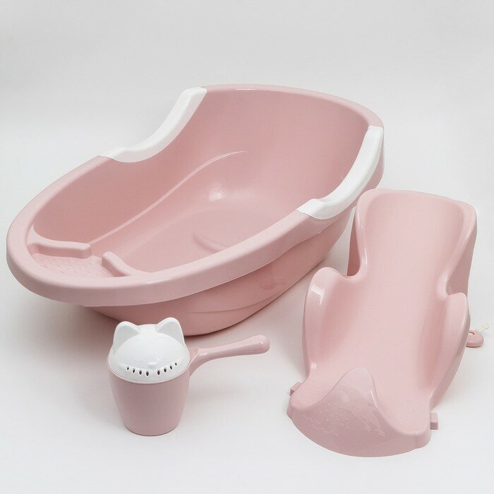 Альтернатива Набор для купания детский, ванночка 86 см, горка, ковш -лейка, цвет розовый