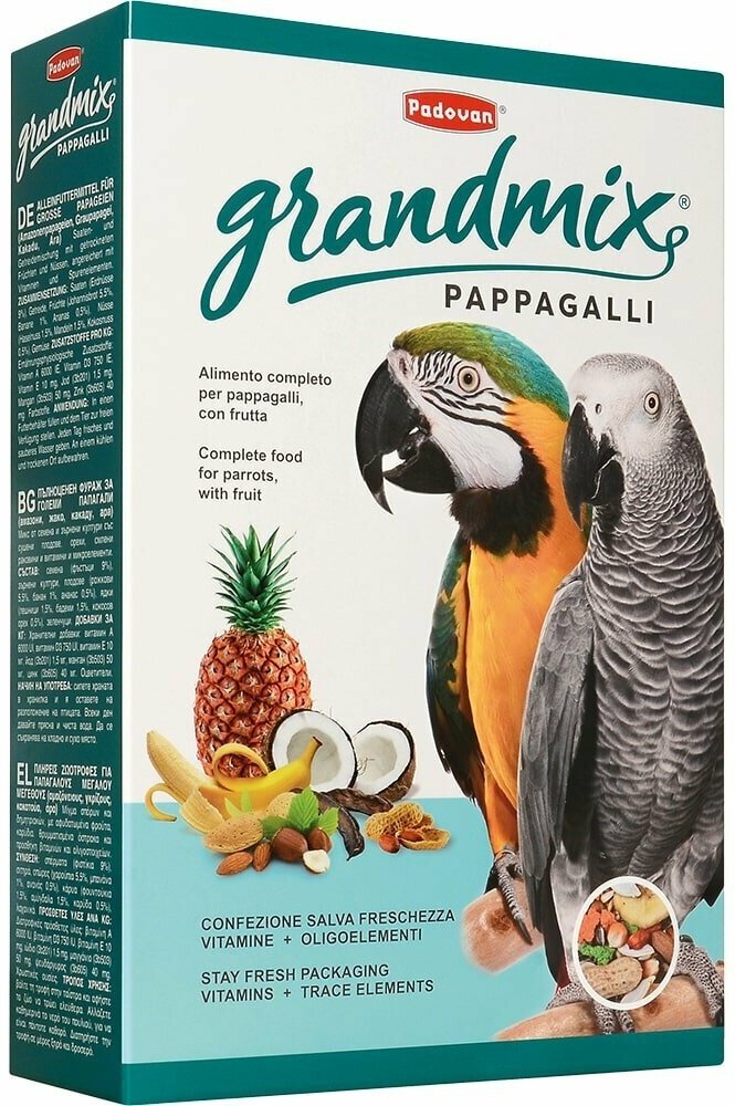 Padovan корм Grandmix Pappagalli для крупных попугаев, 600 г