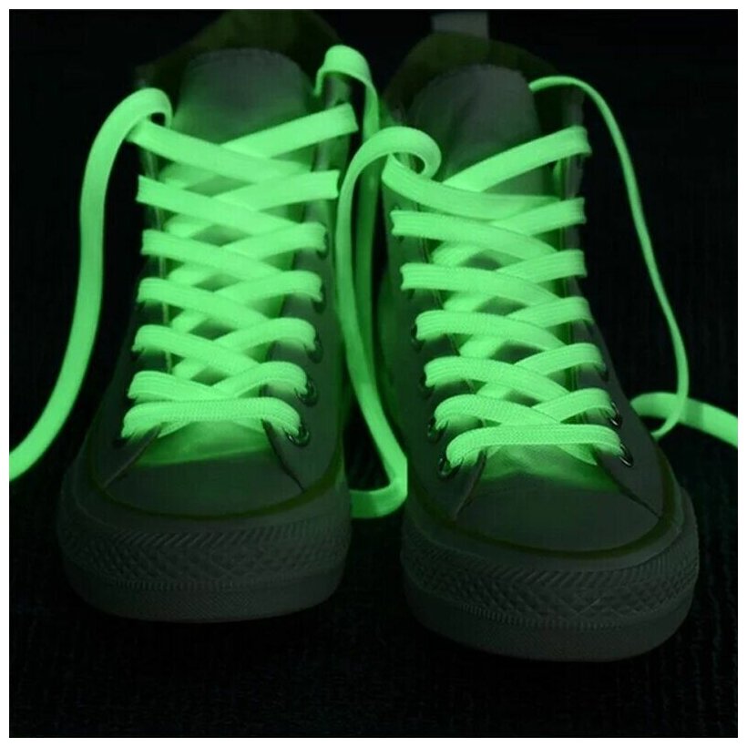 Светящиеся шнурки для обуви (шнурки светоотражающие) белые 120 см - фотография № 3