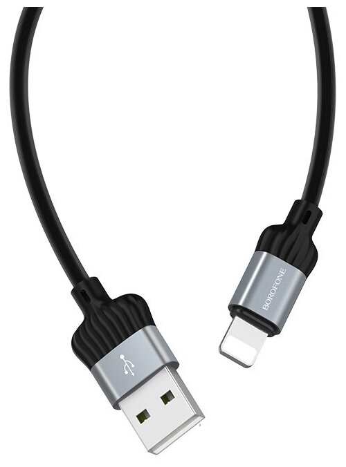 Дата-кабель USB 2.4A для Apple 8-pin Borofone BX28 ПВХ 1м Metal Grey