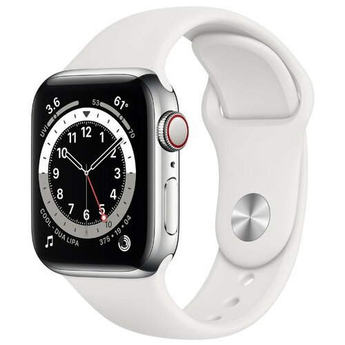 Apple Watch Series 6 GPS + Cellular 40mm Silver Stainless Steel Case with White Sport Band