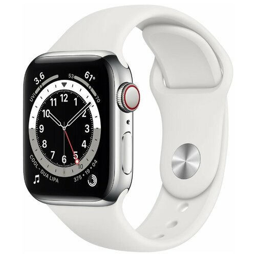 Apple Watch Series 6 GPS Cellular 40mm Silver Stainless Steel Case with White Sport Band 3580000₽