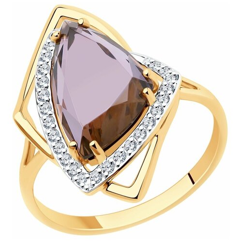 фото Sokolov кольцо из золота с ситалом синтетическим и фианитами 716047, размер 17.5