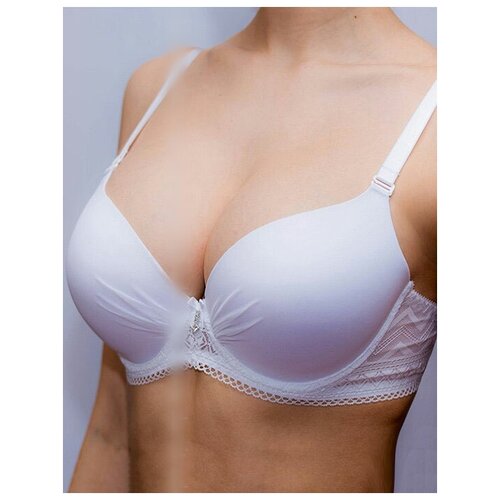 Бюстгальтер классика  Albina L, гладкий, чашка с пуш-ап, с глубоким вырезом, размер 75C, белый
