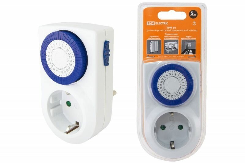 фото Таймер розеточный TDM Electric ТРМ-01-30мин/24ч-16А (суточный)