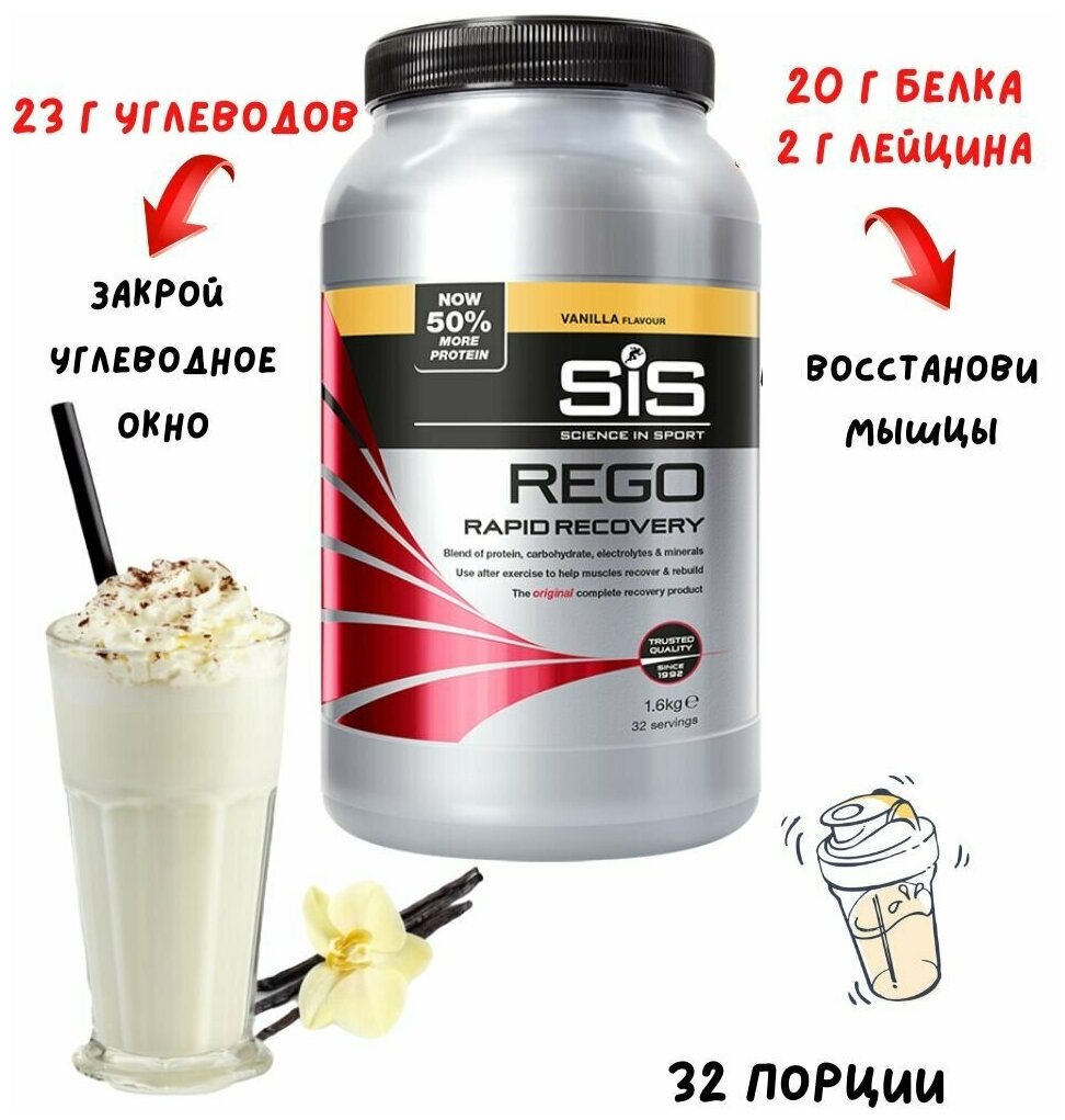 Восстановление SCIENCE IN SPORT (SiS) REGO Rapid Recovery 1600 г, Ваниль