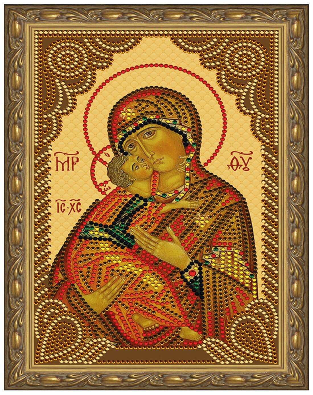 Картина 5D мозаика с нанесенной рамкой владимирская божия матерь (10 цветов) 20*30 см