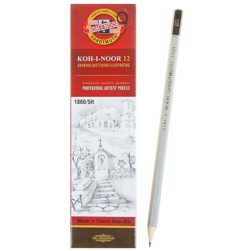 Карандаш чернографитный Koh-I-Noor 1860 5H Gold Star, профессиональный (12 шт) карандаш чёрнографитный koh i noor 1860 f gold star профессиональный