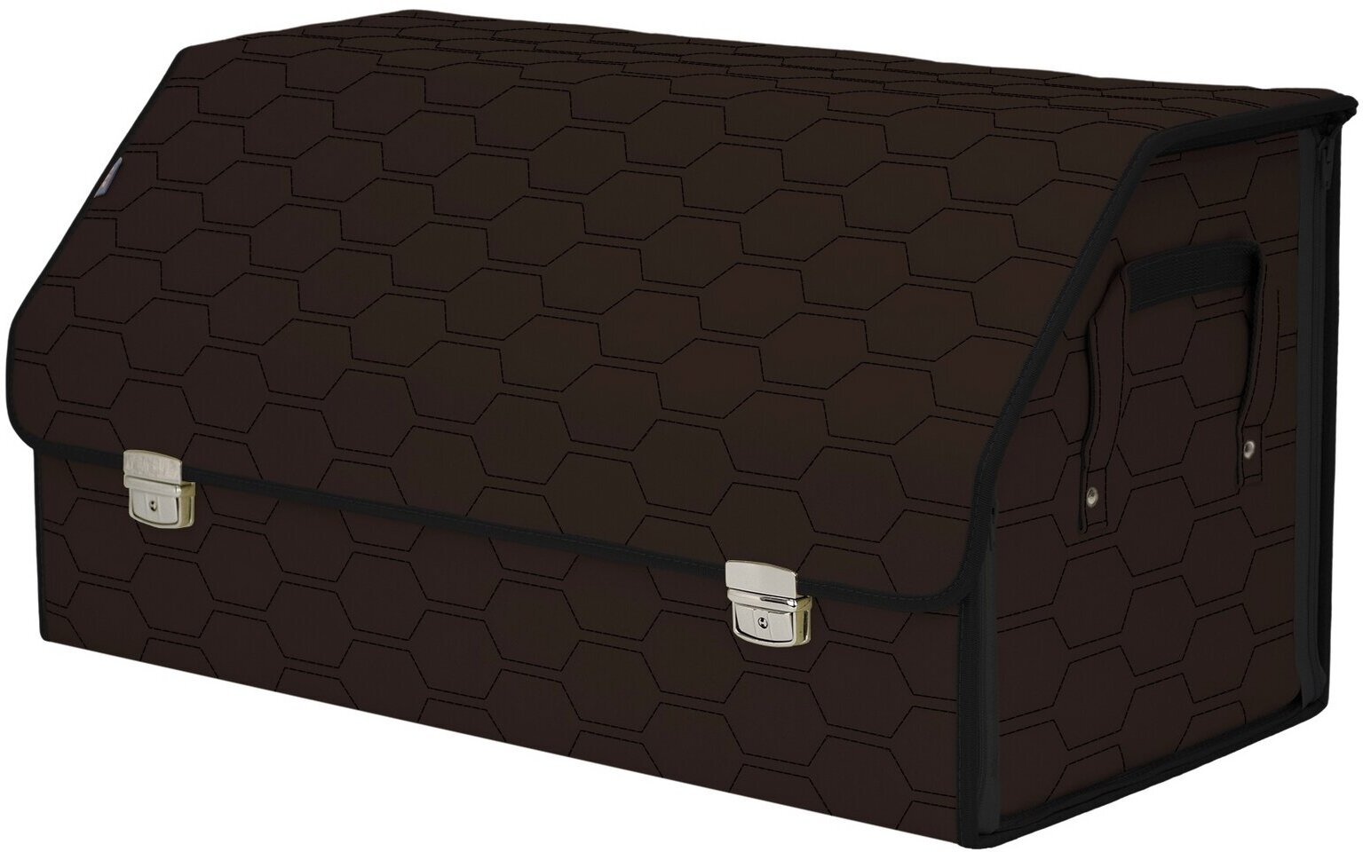 Органайзер-саквояж в багажник "Союз Премиум" (размер XL Plus). Цвет: коричневый с черной прострочкой Соты.