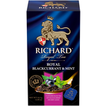 Чай RICHARD ROYAL BLACKCURRANT & MINT, черный чай со вкусом черной смородины и мяты, 25 сашетов - изображение