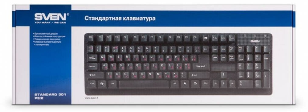 Клавиатура Sven SV-0310301PUB черная, USB+PS/2, 105 кнопок - фото №8