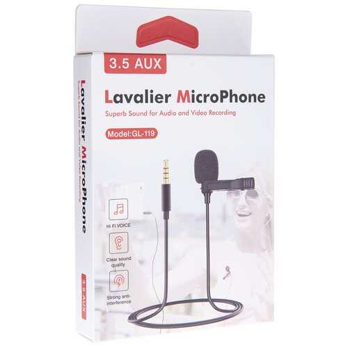 Микрофон петличный AMAI Professional lavalier MicroPhone GL-119 Jack 35 мм петличка черный 49500₽