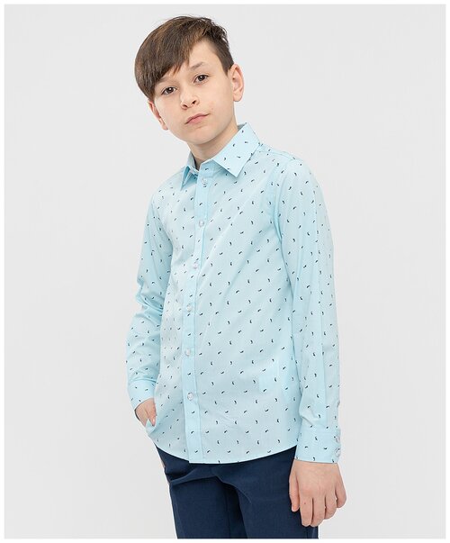 Школьная рубашка Button Blue, размер 128, голубой