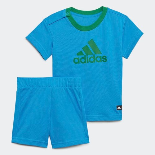 Костюм adidas для мальчиков, футболка и шорты, размер 104, синий