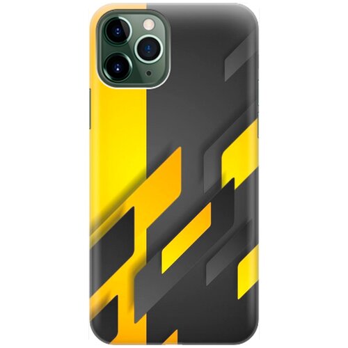 фото Ультратонкий силиконовый чехол-накладка для apple iphone 11 pro max с принтом "черно-желтая абстракция" gosso