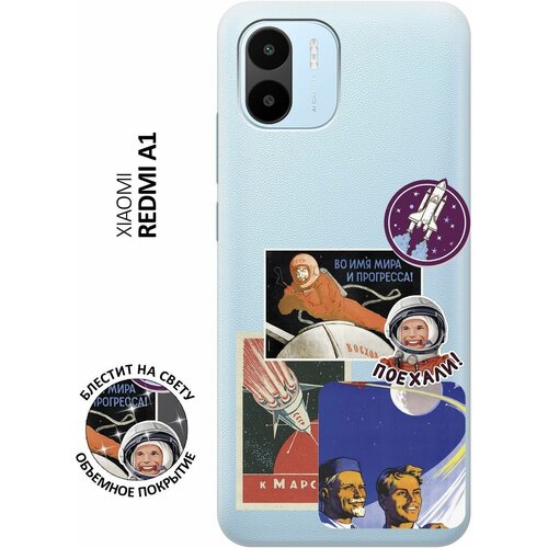 Силиконовый чехол на Xiaomi Redmi A1 / Сяоми Редми А1 с 3D принтом Yuri Gagarin Stickers прозрачный силиконовый чехол на xiaomi redmi a1 сяоми редми а1 с 3d принтом yuri gagarin stickers прозрачный