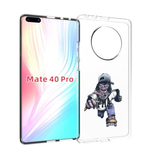 Чехол MyPads Обезьяна на скейте для Huawei Mate 40 Pro (NOH-NX9) задняя-панель-накладка-бампер чехол mypads крутая обезьяна в очках для huawei mate 40 pro noh nx9 задняя панель накладка бампер