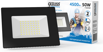 Прожектор LED 50W IP65 холодный свет 6500К черный Gauss Elementary
