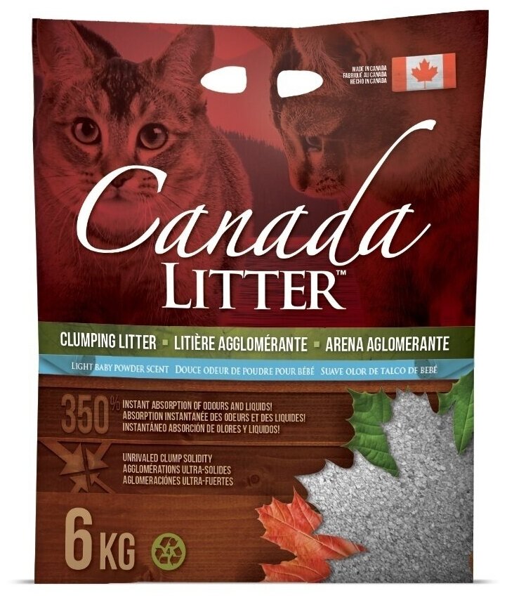 Canada Litter Scoopable Baby Powder Канадский комкующийся наполнитель "Запах на Замке", аромат детской присыпки (Scoopable Litter), 12 кг - фотография № 5