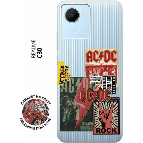 Силиконовый чехол с принтом AC/DC Stickers для realme C30 / Рилми С30 силиконовый чехол с принтом tag stickers для realme c30 рилми с30