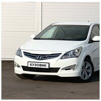 Бампер передний в цвет кузова Hyundai Solaris 1 Хендай Солярис (2015-2017) PGU - White Crystal-Белый