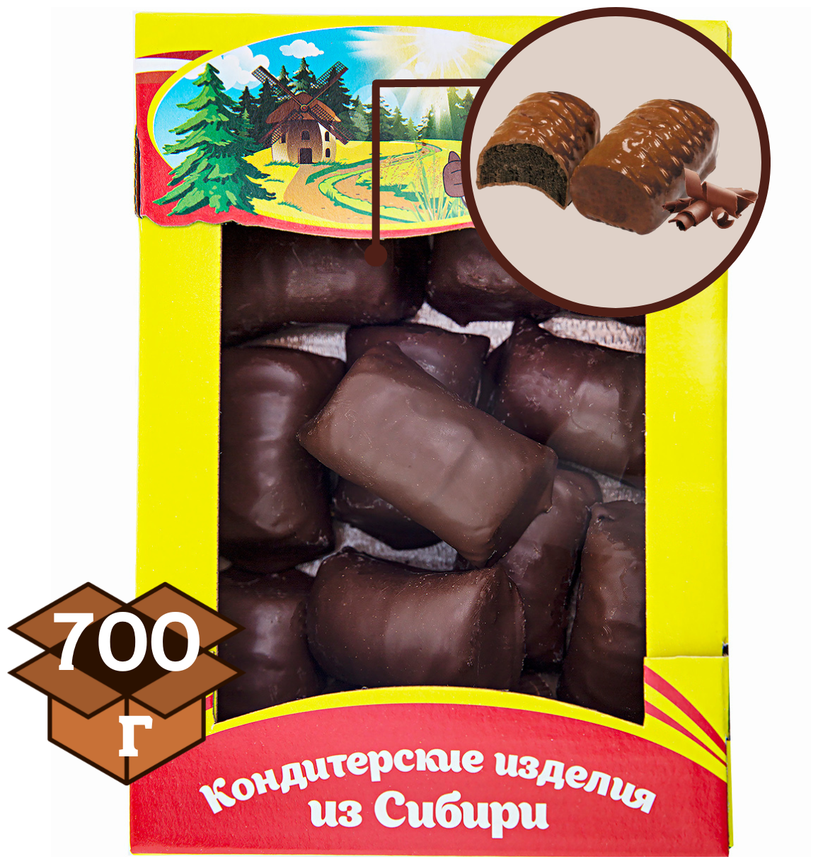 Пирожные крошка-доброшка с арахисом в темной глазури, со вкусом шоколада 700 гр , мишка в малиннике , Сибирский добрыня