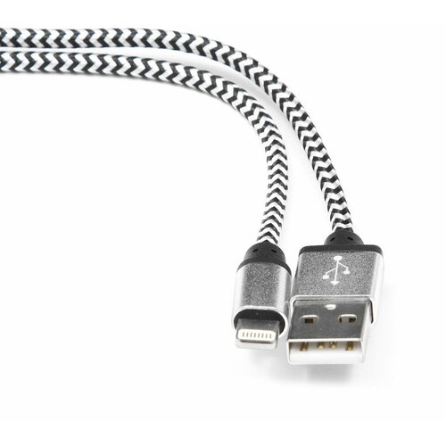 кабель 2 в 1 usb 2 0 cablexpert cc mapusb2bk1m am microbm 5p iphone lightning 1м комбо кабель алюминиевые разъемы черный блистер Кабель Gembird USB-A - Lightning (CC-ApUSB2sr1m), 1 м, серебристый