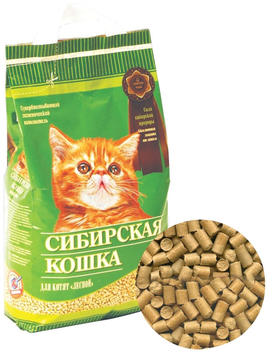 Сибирская кошка "Лесной" для котят Наполнитель древесный Сибирская кошка "Лесной" для котят 5л - фотография № 3