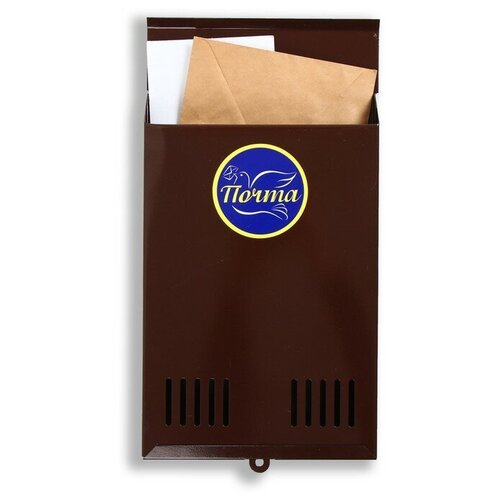 FlashMe Ящик почтовый без замка (с петлёй), вертикальный, коричневый