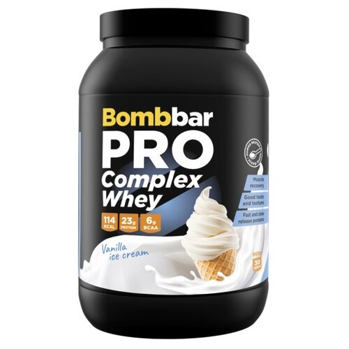 Протеин BOMBBAR PRO Complex Whey, 900 гр., ванильное мороженое bombbar pro complex whey многокомпонентный протеин ваниль и мороженое 900г