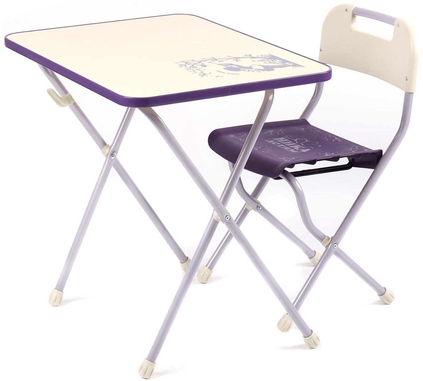 Детский комплект складной мебели стол и стул Nika КПР/3 сиреневый с бежевым